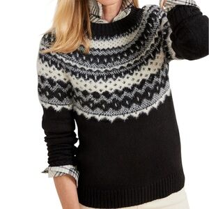 Talbots Nordic Soft Wool Blend Black & White Pullover Women’s Sweater Size S